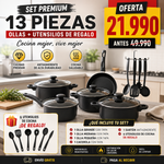 Juego de Ollas 🍳 Antiadherentes de 13 Pcs 👨‍🍳 +  6 Utensilios de Cocina de REGALO🎁