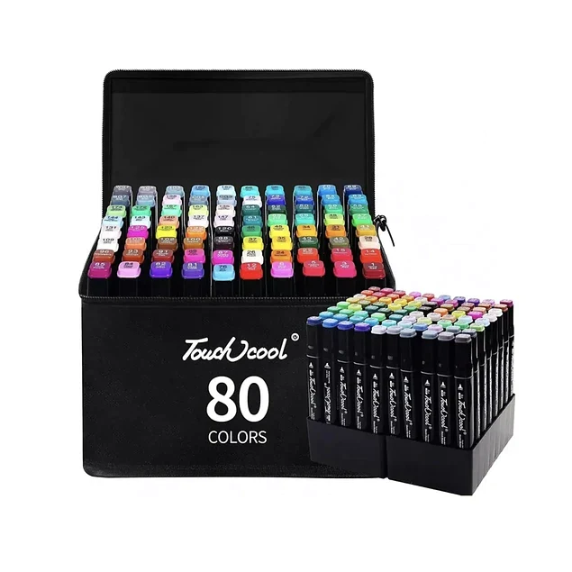 Set 80 colores plumones doble punta, libreta de REGALO con gama de