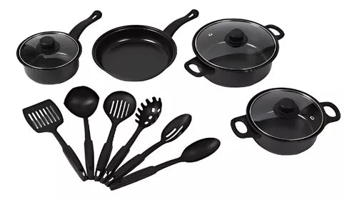 Set de Ollas 🍳 Antiadherentes de 13 Pcs 👨‍🍳 (Incluye Utensidios de Cocina)