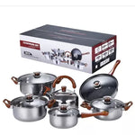 Set de Ollas De Acero Inoxidable Engrosado 12 Piezas