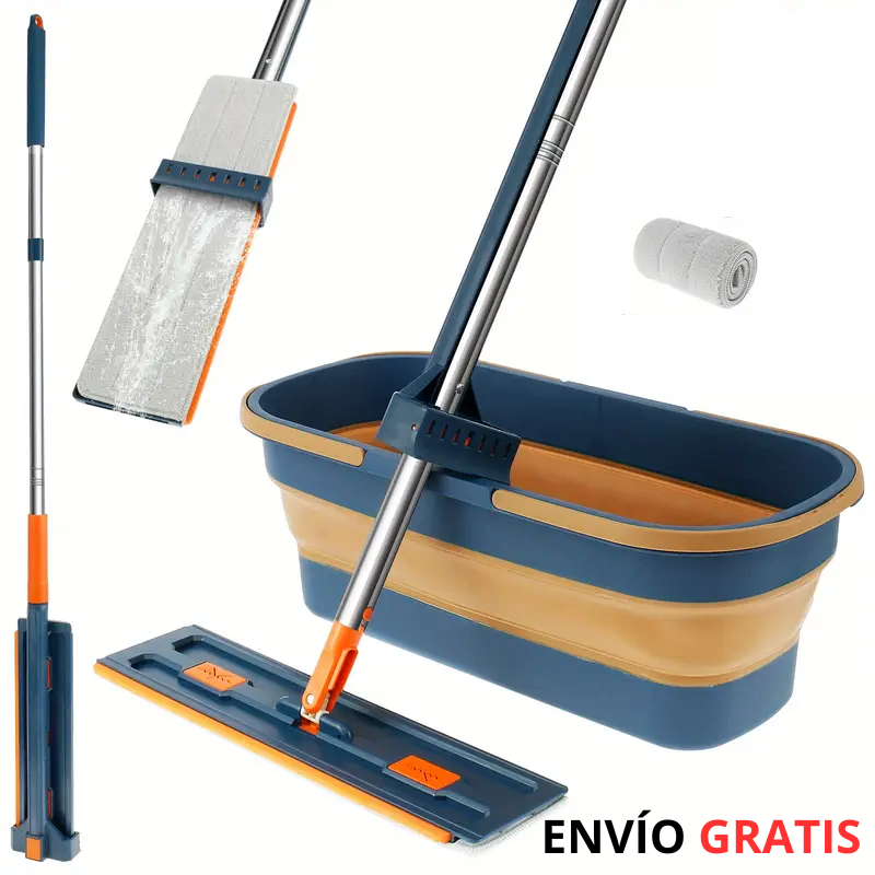 Mopa Giratoria SpinClean™  Exprimible 🌟 + Balde Plegable🪣 + 1 Repuesto de Regalo🎁