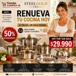 Set de Ollas De Acero Inoxidable Engrosado 12 Piezas