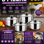 ✨ Set de Ollas Premium de Acero Inoxidable – 8 Piezas