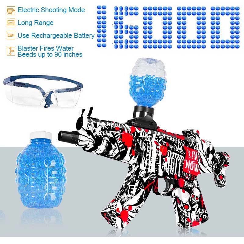 Pistola de bolas de gel, pistola de juguete eléctrica de bolas  de gel con 2 baterías recargables, juguete automático de bolas de gel para  juegos de disparos al aire libre, juguete